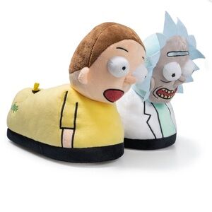 Rick and Morty Plush Slippers - Yellow and Brown